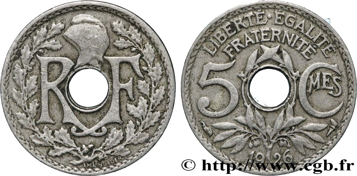 5 centimes Lindauer, petit module 1926  F.122/11 VF 