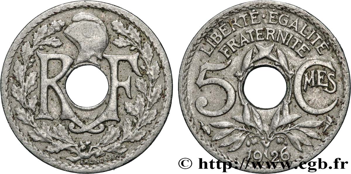 5 centimes Lindauer, petit module 1926  F.122/11 TB+ 