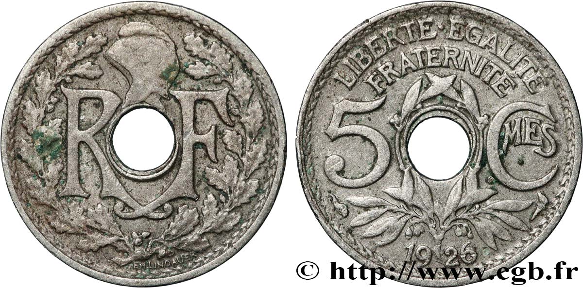 5 centimes Lindauer, petit module 1926  F.122/11 S 