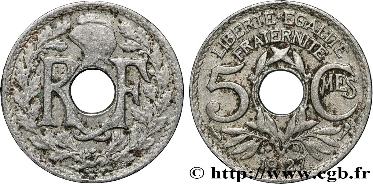 5 centimes Lindauer, petit module 1927 Paris F.122/12 MBC 