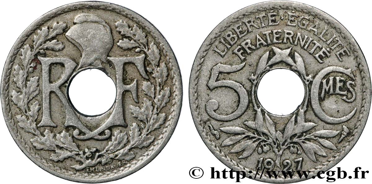 5 centimes Lindauer, petit module 1927 Paris F.122/12 TB 