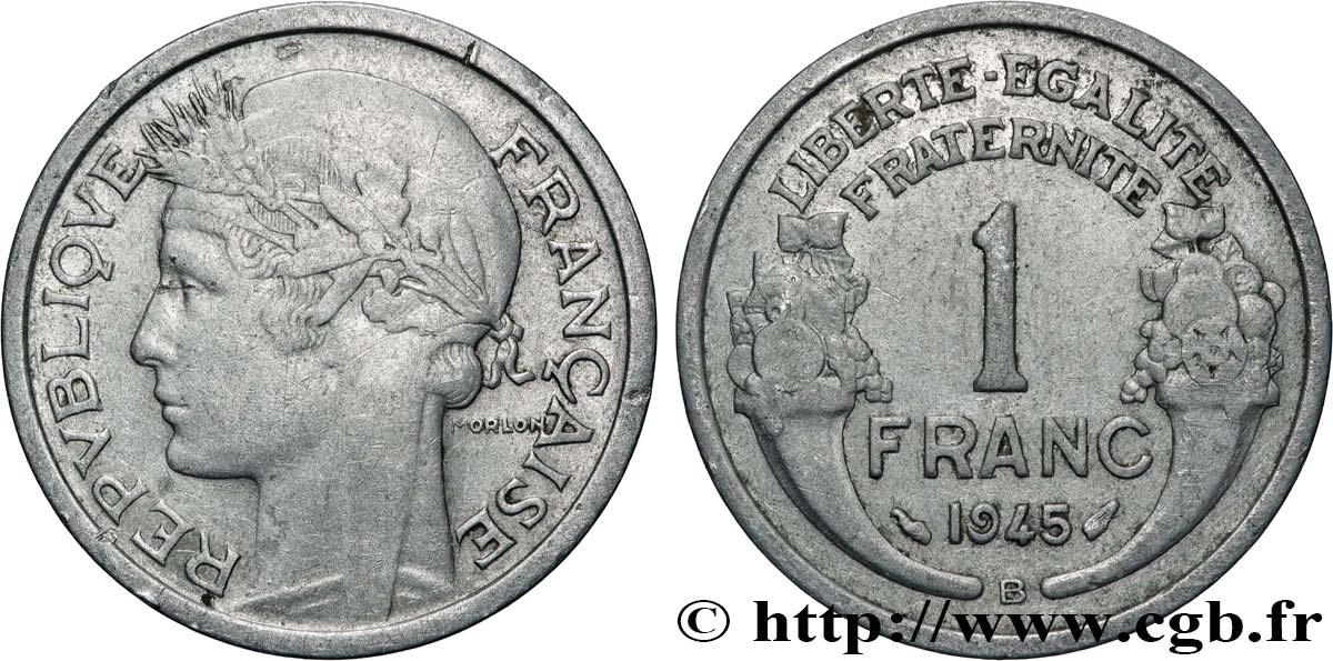 1 franc Morlon, légère 1945 Beaumont-Le-Roger F.221/7 VF 