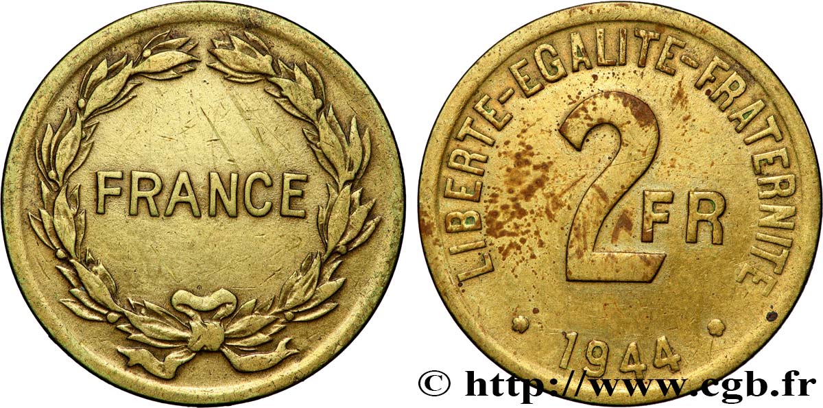 2 francs France 1944  F.271/1 VF 