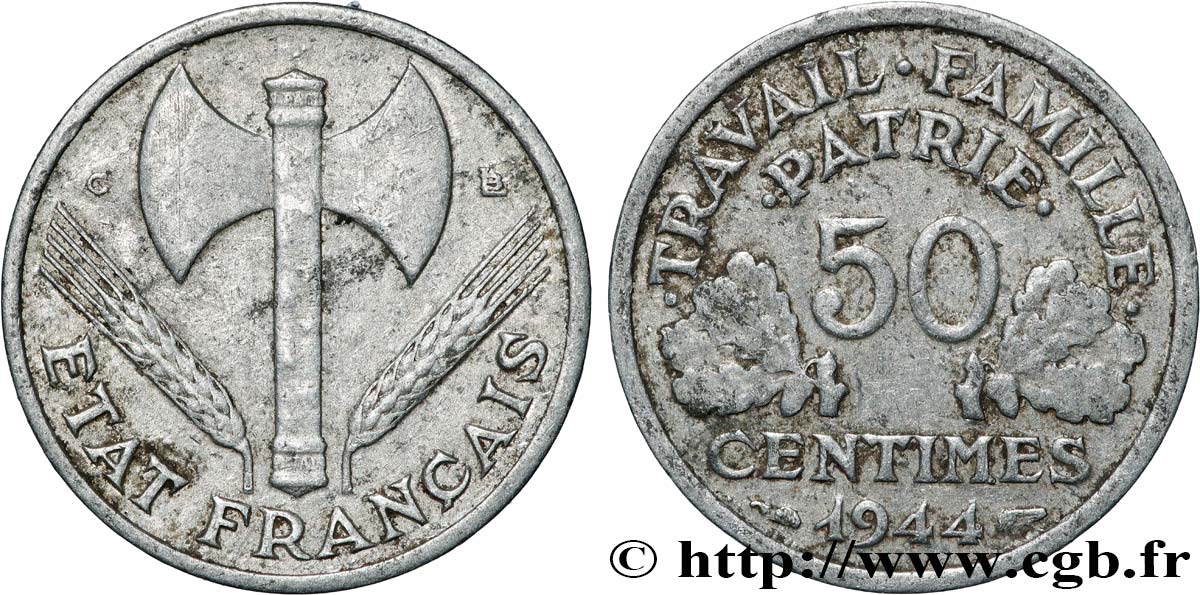 50 centimes Francisque, légère 1944 Castelsarrasin F.196/6 S 