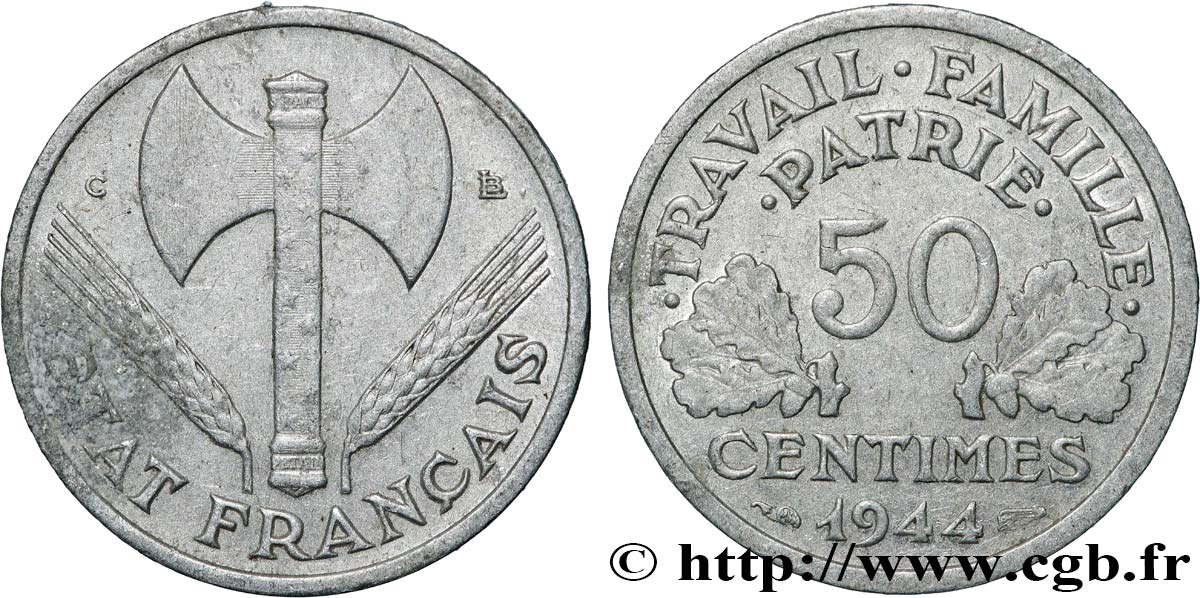 50 centimes Francisque, légère 1944 Castelsarrasin F.196/6 S 