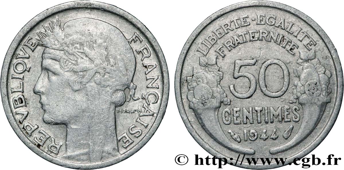 50 centimes Morlon, légère 1944  F.194/3 TTB 