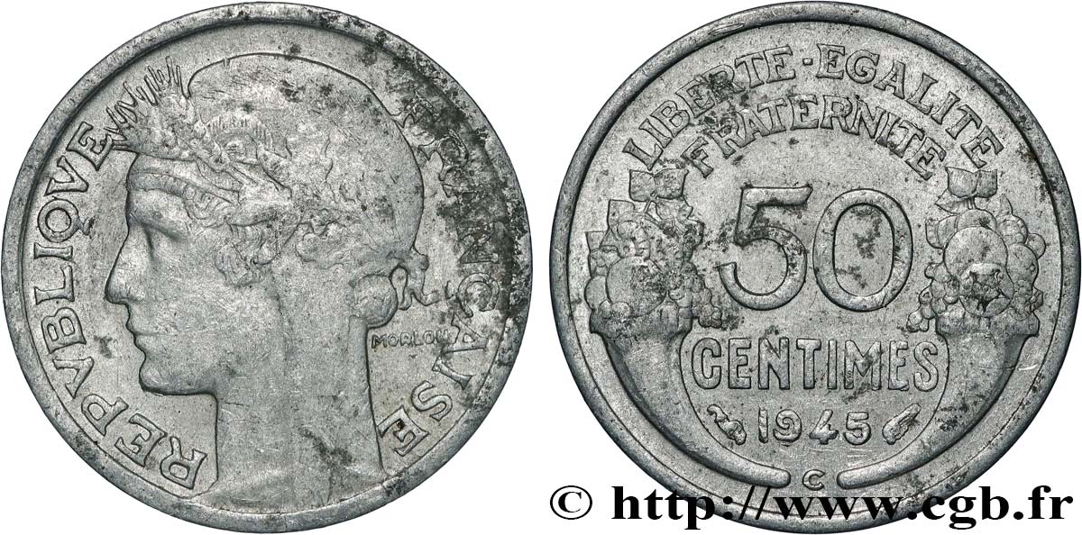 50 centimes Morlon, légère 1945 Castelsarrasin F.194/7 TTB 