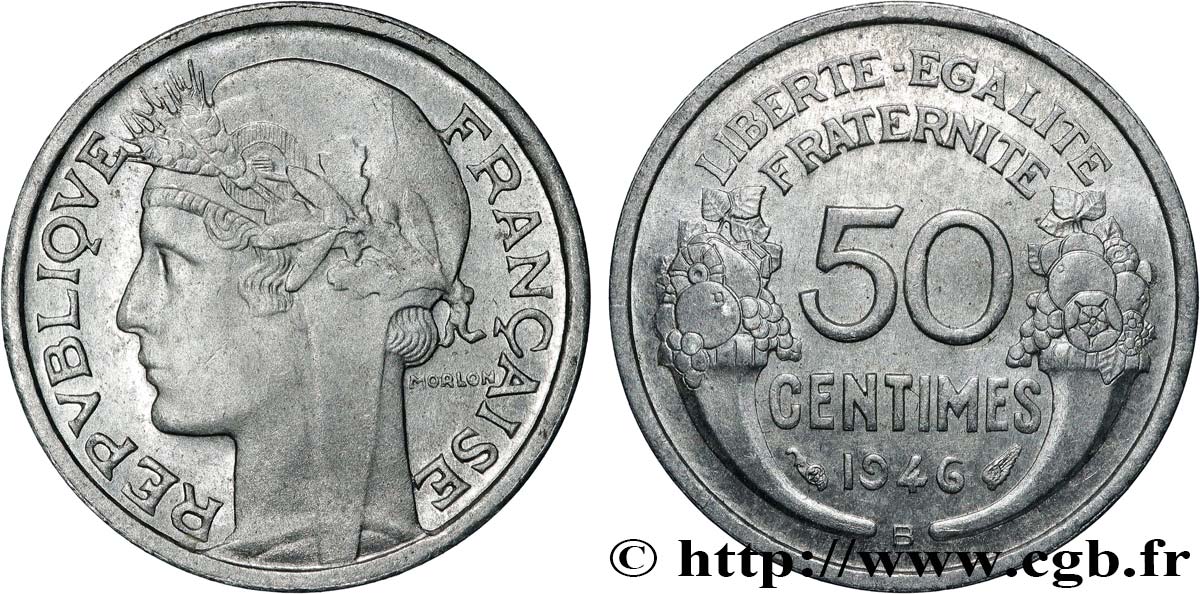 50 centimes Morlon, légère 1946 Beaumont-le-Roger F.194/9 SUP+ 