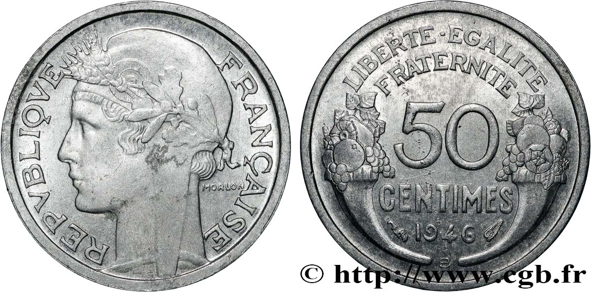 50 centimes Morlon, légère 1946 Beaumont-le-Roger F.194/9 SUP+ 