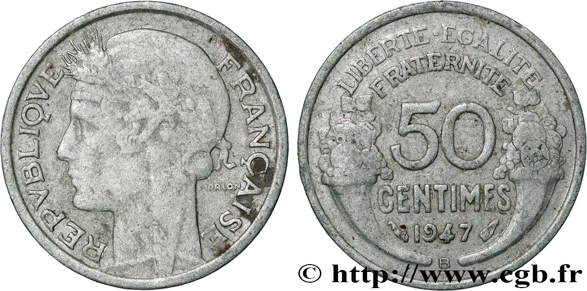 50 centimes Morlon, légère 1947 Beaumont-le-Roger F.194/11 TB+ 