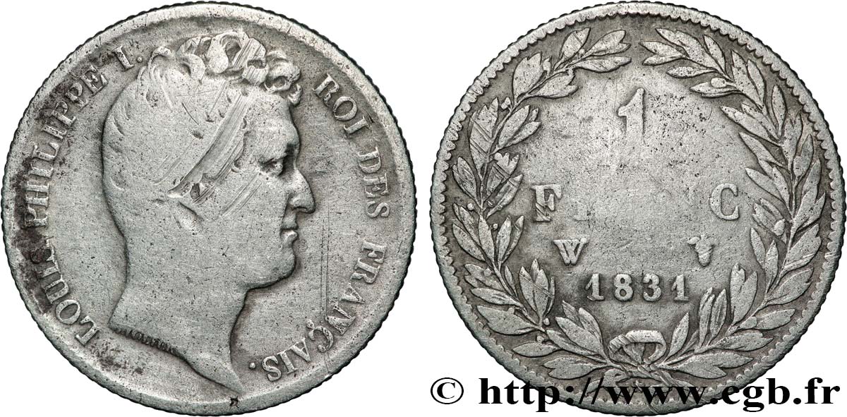 1 franc Louis-Philippe, tête nue 1831 Lille F.209/12 B 