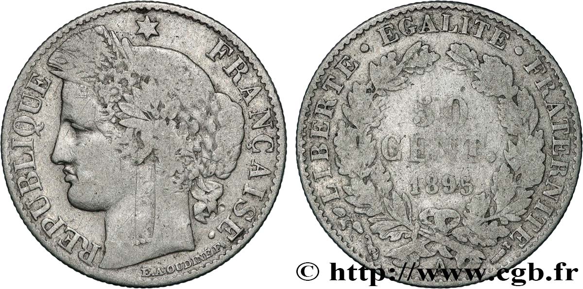 50 centimes Cérès, IIIe République 1895 Paris F.189/16 VF 