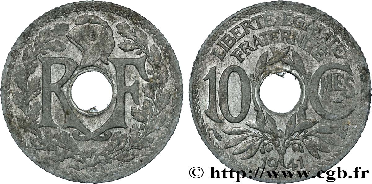 10 centimes Lindauer en zinc, Cmes souligné et sans point 1941  F.140/1 TTB 