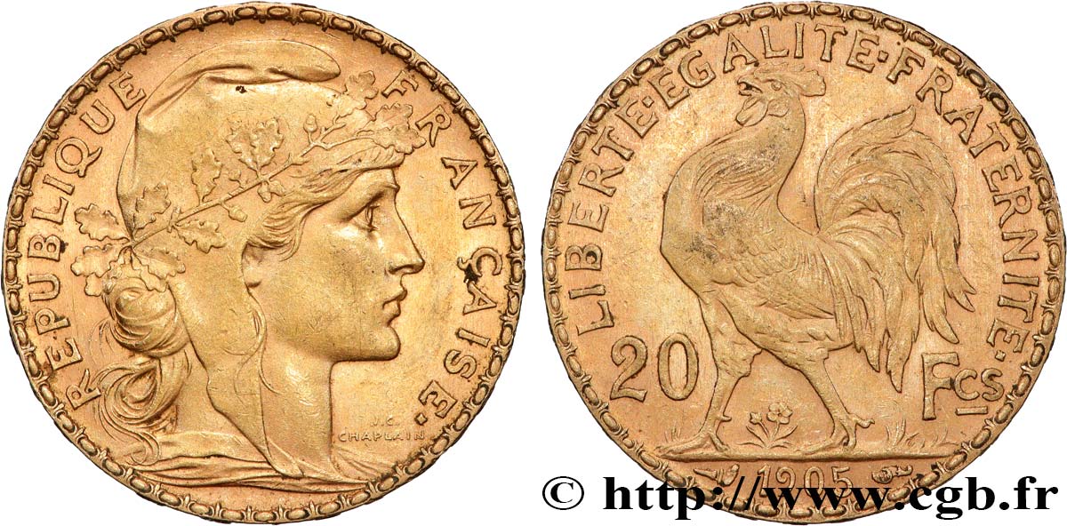 20 francs or Coq, Dieu protège la France 1905 Paris F.534/10 TTB+ 