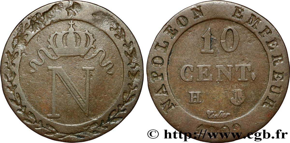 10 cent. à l N couronnée 1809 La Rochelle F.130/14 VF 