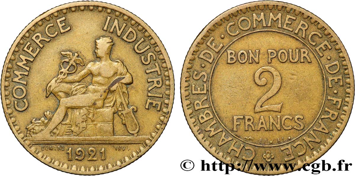 2 francs Chambres de Commerce 1921  F.267/3 SS 