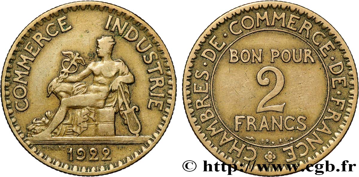 2 francs Chambres de Commerce 1922  F.267/4 TTB 