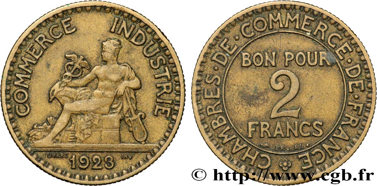 2 francs Chambres de Commerce 1923  F.267/5 XF 