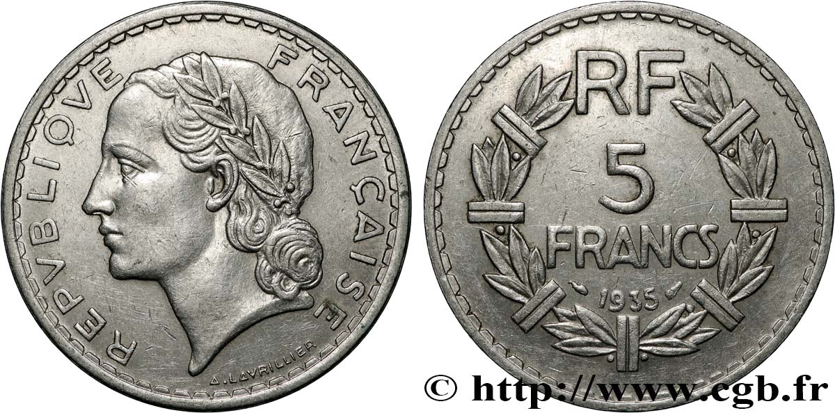 5 francs Lavrillier, nickel 1935  F.336/4 TTB 