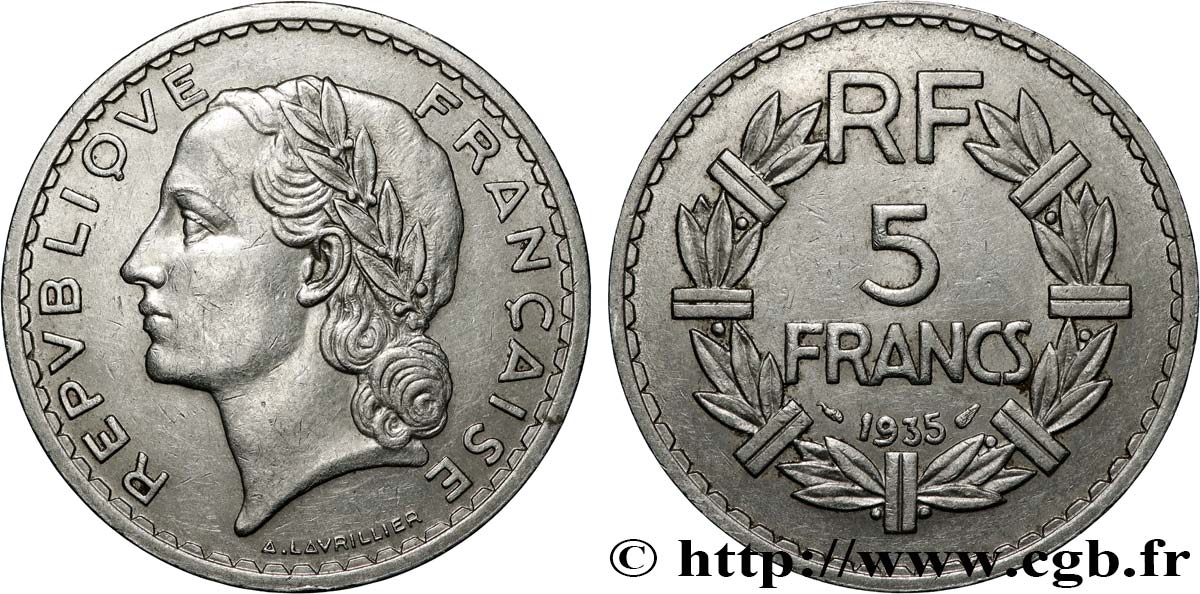 5 francs Lavrillier, nickel 1935  F.336/4 SS 