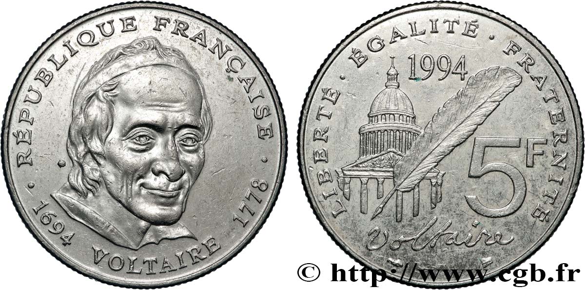 5 francs Voltaire 1994  F.344/2 SUP 