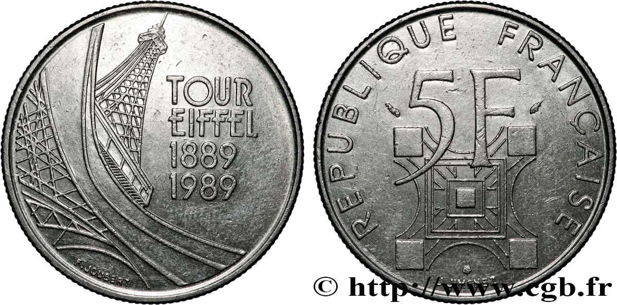5 francs Tour Eiffel 1989  F.342/2 SUP 