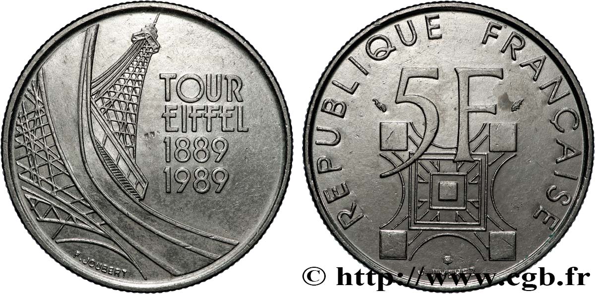 5 francs Tour Eiffel 1989  F.342/2 SUP 