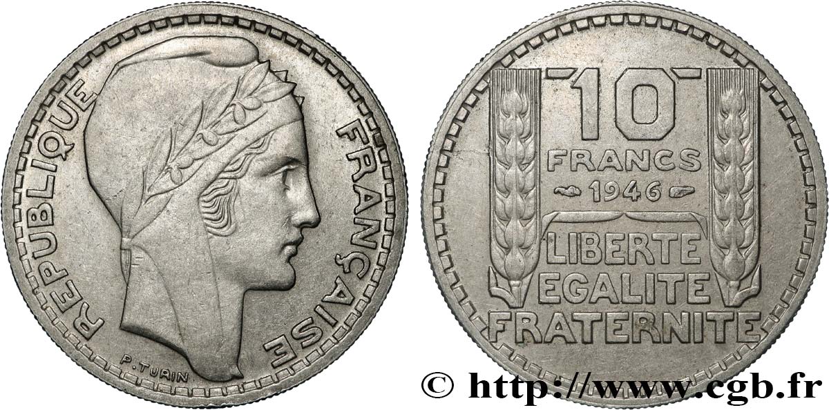 10 francs Turin, grosse tête, rameaux courts 1946  F.361A/2 SUP+ 