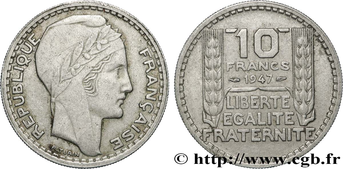 10 francs Turin, grosse tête 1947  F.361A/4 AU 