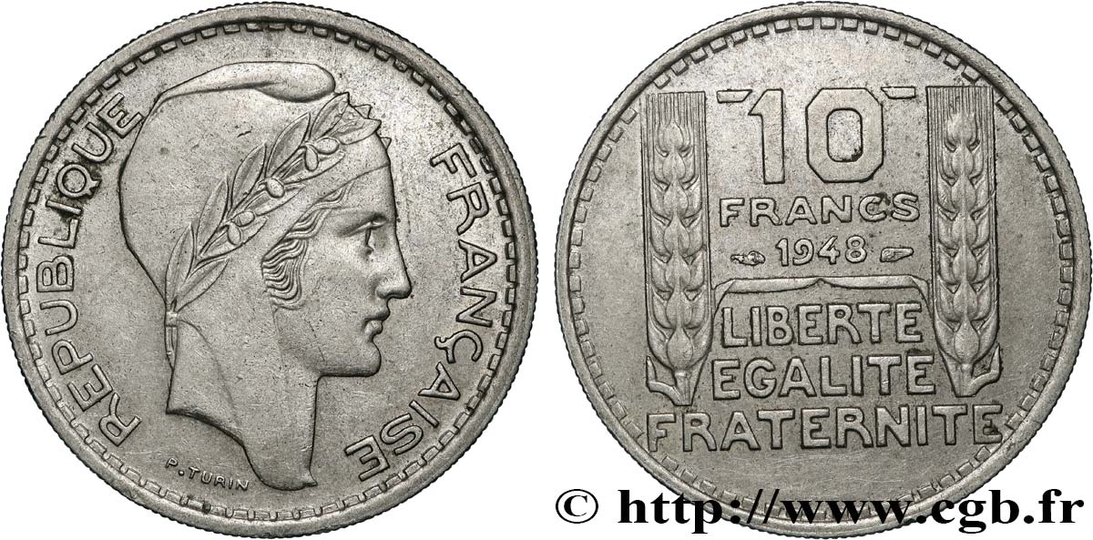 10 francs Turin, petite tête 1948  F.362/3 SUP 