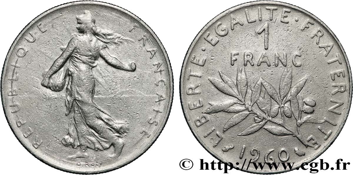 1 franc Semeuse, nickel 1960 Paris F.226/4 TB+ 