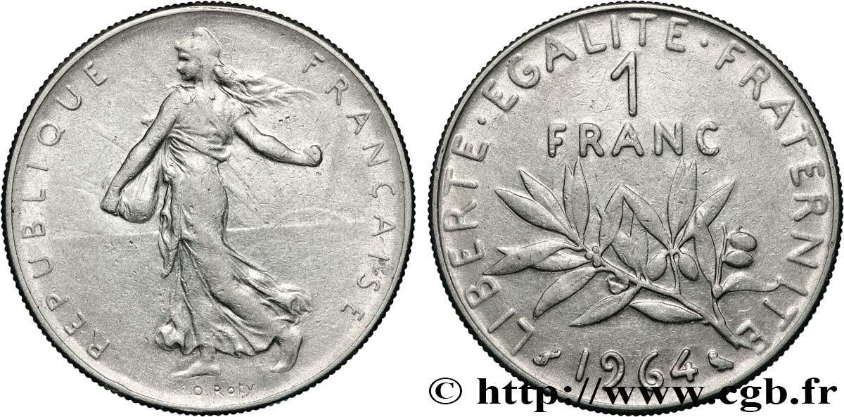 1 franc Semeuse, nickel 1964 Paris F.226/8 AU 
