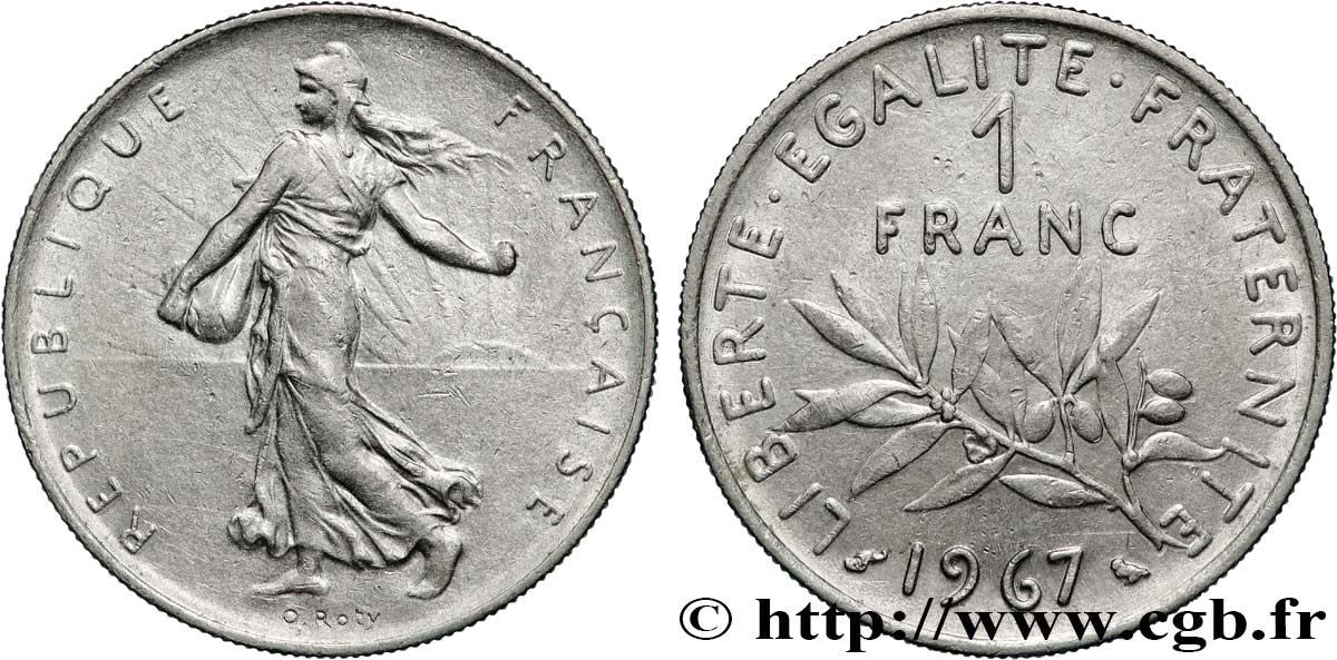 1 franc Semeuse, nickel 1967 Paris F.226/12 XF 