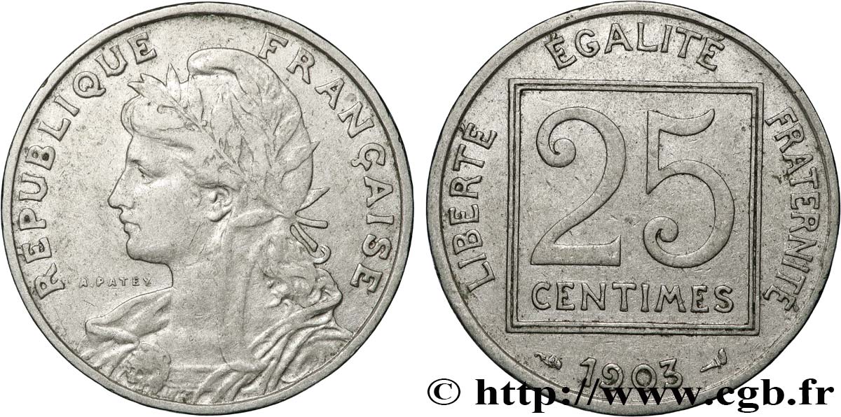 25 centimes Patey, 1er type 1903  F.168/3 TB+ 