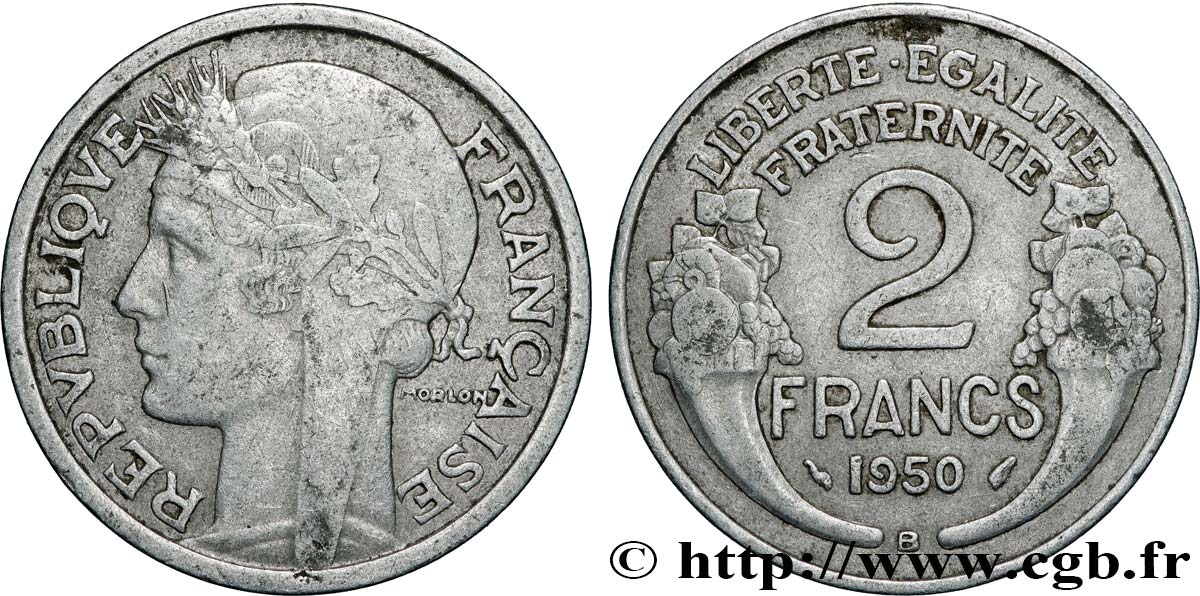 2 francs Morlon, aluminium 1950 Beaumont-Le-Roger F.269/17 XF 