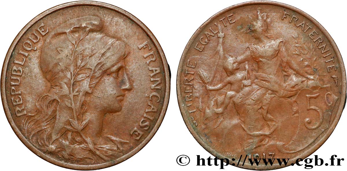 5 centimes Daniel-Dupuis 1917  F.119/30 AU50 