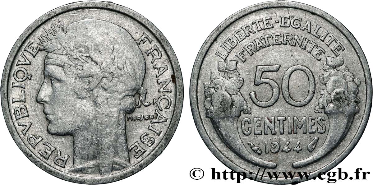 50 centimes Morlon, légère 1944  F.194/3 TTB+ 