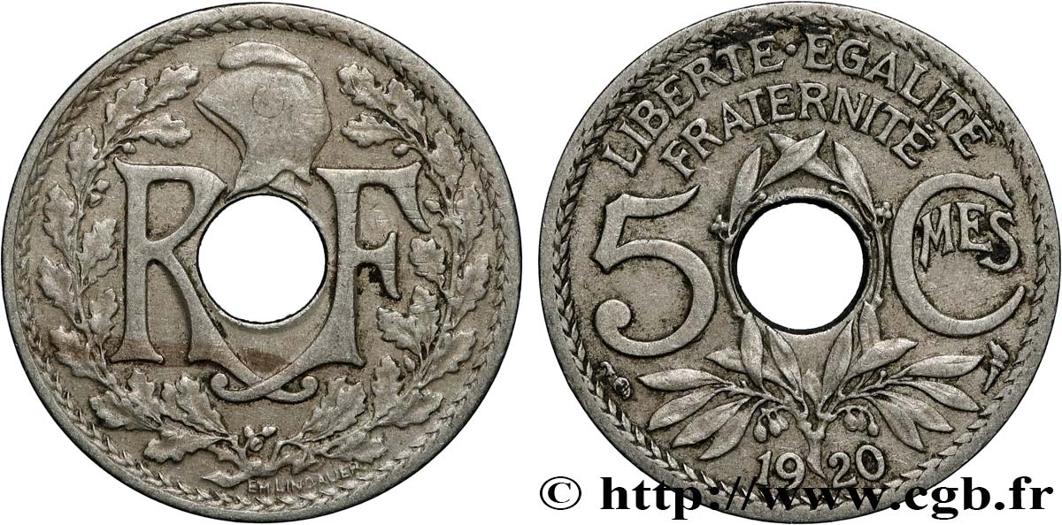 5 centimes Lindauer, grand module 1920  F.121/4 EBC+ 