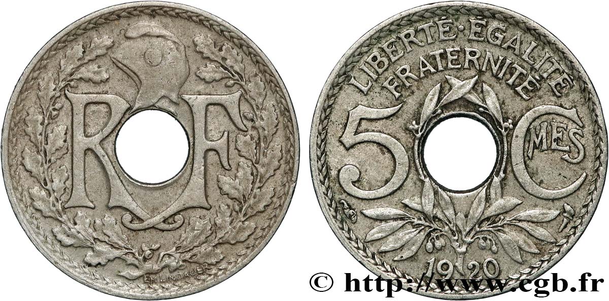 5 centimes Lindauer, grand module 1920  F.121/4 EBC+ 