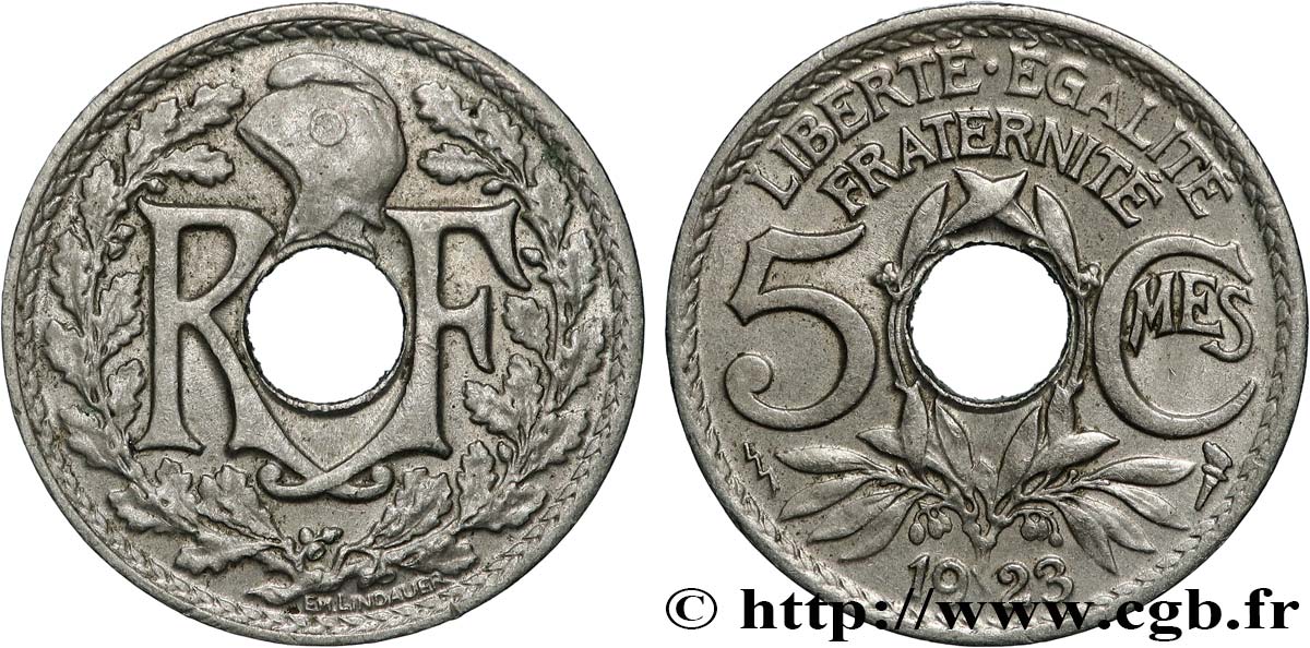 5 centimes Lindauer petit module 1923 Poissy F.122/7 MS62 