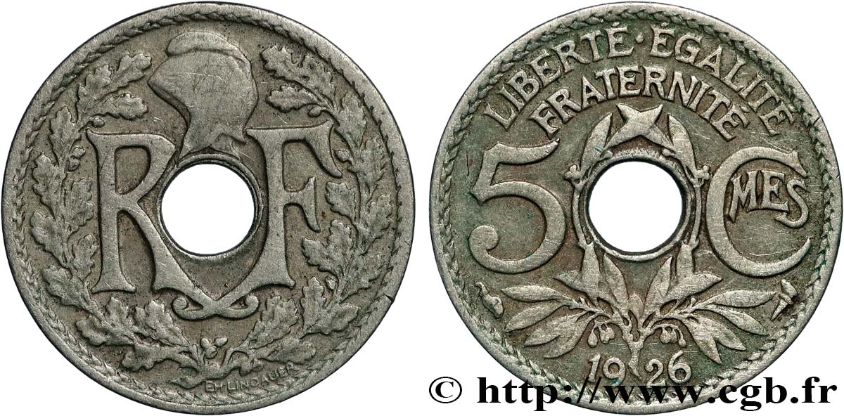 5 centimes Lindauer, petit module 1926  F.122/11 XF 