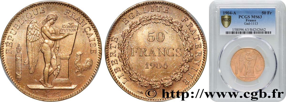 50 francs or Génie 1904 Paris F.549/6 SPL63 PCGS