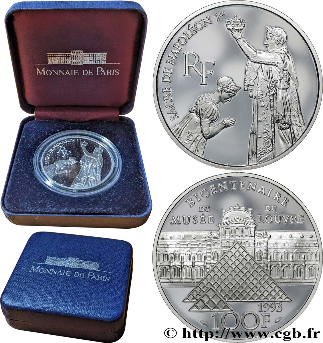 Belle Épreuve 100 francs sacre de Napoléon 1er 1993  F.1625 2 FDC 