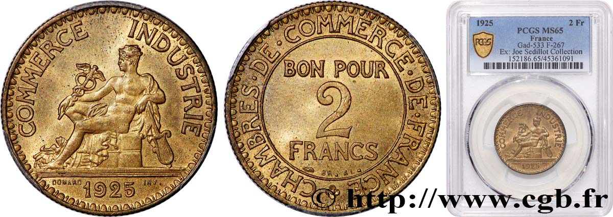 2 francs Chambres de Commerce 1925  F.267/7 FDC65 PCGS