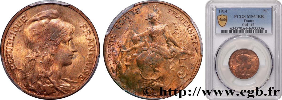 5 centimes Daniel-Dupuis 1914  F.119/26 SC64 PCGS