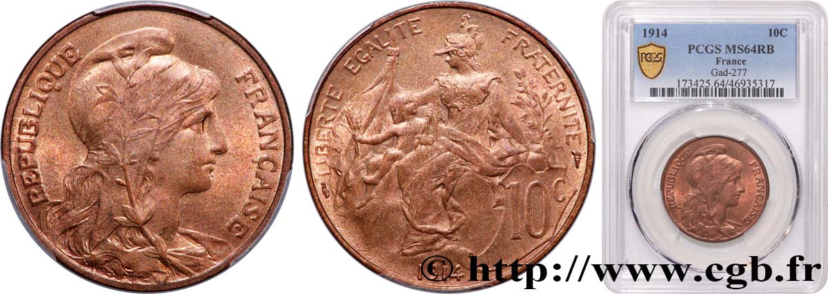 10 centimes Daniel-Dupuis 1914  F.136/23 SPL64 PCGS