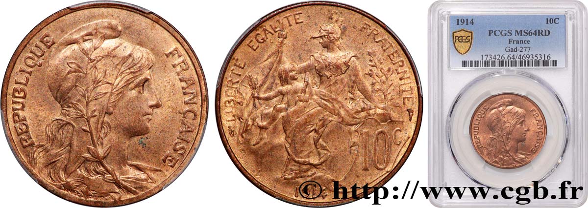 10 centimes Daniel-Dupuis 1914  F.136/23 SPL64 PCGS