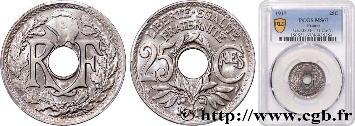 25 centimes Lindauer 1917  F.171/1 FDC67 PCGS