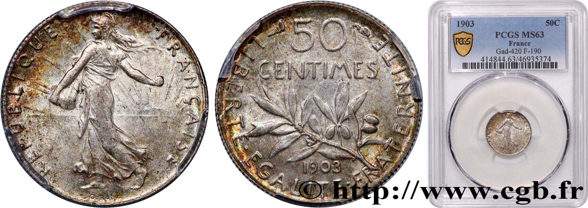 50 centimes Semeuse 1903  F.190/10 MS63 PCGS
