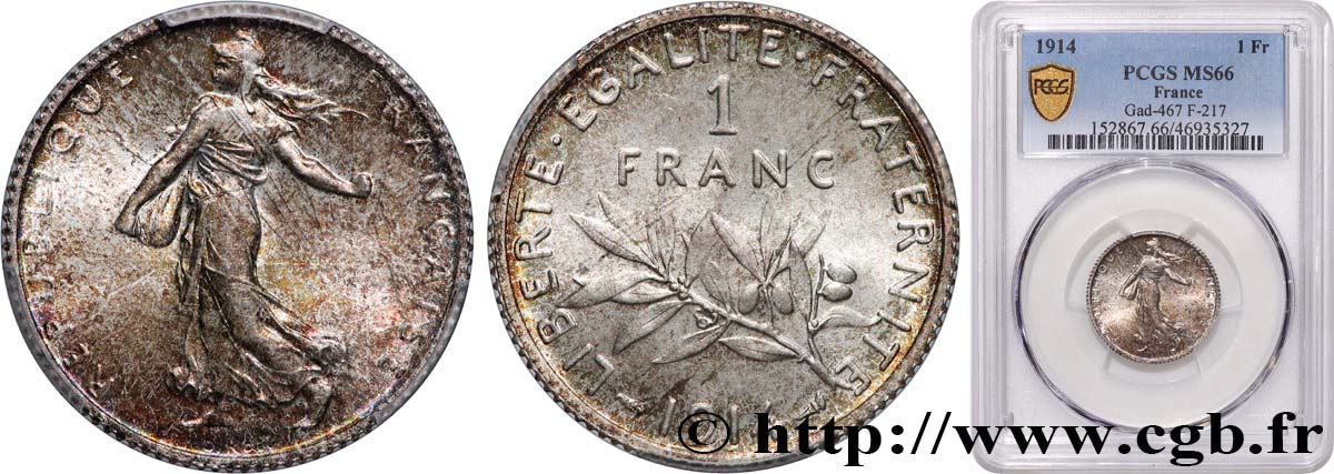 1 franc Semeuse 1914 Paris F.217/19 MS66 PCGS